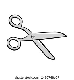 Sharp and Sleek Open Steel big Scissors Icon Symbol