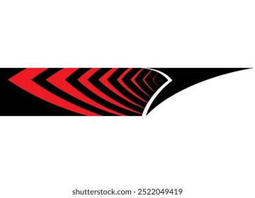 Elemento de diseño de Vector rápido Sharp. Patrón de rayas deportivas. Fondo de Vector rojo y negro. Tira de carreras para un coche deportivo, barco, motocicleta, ropa deportiva, juguete. Vector de fondo.