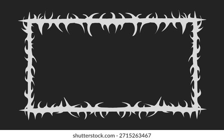 Sharp spiked Y2K Stammesrahmen Neo Tattoo Vektorgrafik Objekt mit schwarz-weißem Hintergrund