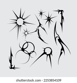 sharp spiky brutalism element asset ornamentposter, tattoo, tribal illustration vector creepy icon, symbol sick editable