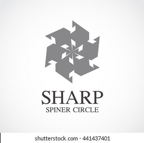 Sharp spiner of metal circle abstract vector and logo design or template windmill business icon of company identity symbol concept