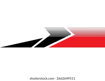 Video Patrón de Sharp Sports para la cubierta, publicidad, etc. Raya de carreras de Vector en la carrocería, bote, ropa deportiva, juguete. Elemento de diseño a rayas rojas y negras de líneas. Vector de fondo