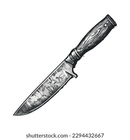 Sharp steel blade, handle of antique dagger isolated