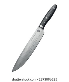 Mango de cuchilla de acero afilado de cuchillo metálico sobre blanco