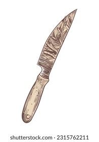 Sharp steel blade, kitchen utensil, cutting food icon isolated