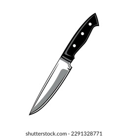 Sharp steel blade, metallic handle icon isolated