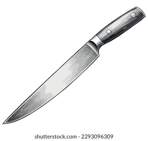 Sharp steel blade metallic handle dangerous weapon over white