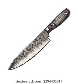Cuchillo de cocina de acero afilado aislado en blanco