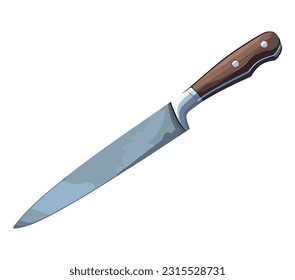 Sharp steel knife illustration over white