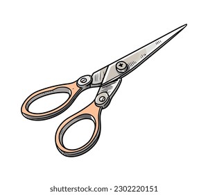 Sharp steel scissors cut paper with precision icon isolated