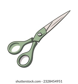 Sharp steel scissors cut paper icon isolated