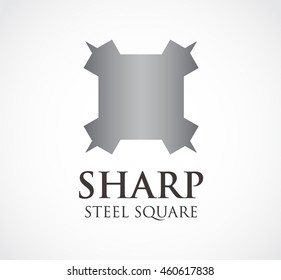 Sharp of steel square abstract vector and logo design or template solid business icon of company identity symbol concept
