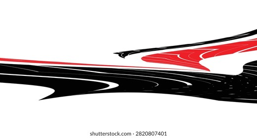 Sharp striped sports pattern. Arrow. Vector pattern. Red and black design element on a white background. Racing application on the body of a car, boat, toy, sportswear. Vector background. speed, fligh