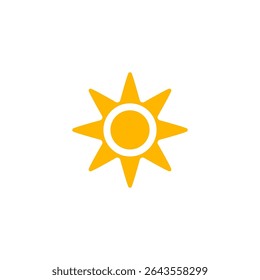 Sharp Sun Icon With Circle Core. Perfect For Hot Weather Signs, Summer Solstice, Morning Apps, And Heatwave UI Design. Bold And Scorching Style. Vector Illustration.