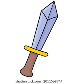 a sharp swordsman sword for battle. cartoon emoticon. doodle icon drawing, vector illustration
