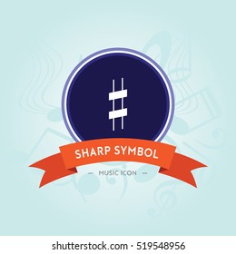 Sharp Symbol Music Note Icon Symbol Vector Design 