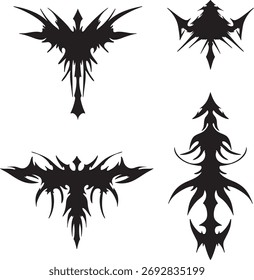 Colección de tatuaje tribal simétrica aguda