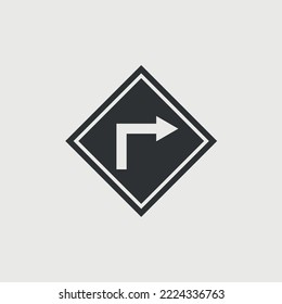 sharp turn road sign vector icon