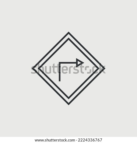 sharp turn road sign vector icon