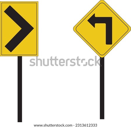 
sharp turn warning signs to the left and right turn directions