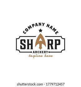 Sharp Typography Archery Arrowhead Logo Design For Hunting