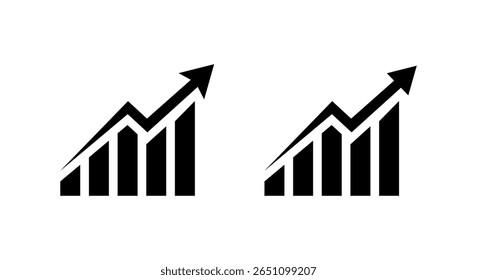 Sharp upward bar chart icon. Business growth and success trend symbol