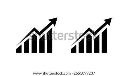 Sharp upward bar chart icon. Business growth and success trend symbol