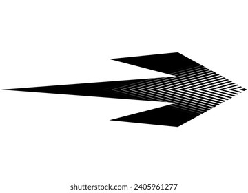 Sharp vector arrow black on a white background in retro style. Pointer, sign, symbol.
 Design element. Black and white vector background