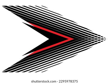 Sharp vector arrow on a white background. Pointer, Design element. Navigation. Modern
 pattern. Trendy striped vector background