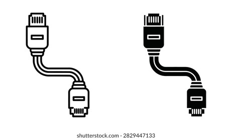 A sharp vector icon set showing an HDMI cable connector. Ideal for tech retail electronic device manuals and connectivity-themed digital marketing or web graphics.