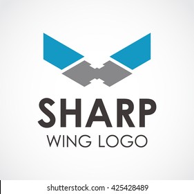 Sharp wing of label fly abstract vector and logo design or template minimal feather business icon of company identity symbol concept