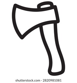 Sharp Wood Cutting Axe Carpenter Lumberjack Tool Line Art Vector Page For Tools Coloring Book