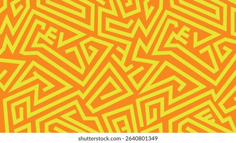 Sharp yellow angular paths on a vivid orange backdrop, delivering a nostalgic, 80s-style vibe suitable for energetic visual storytelling.