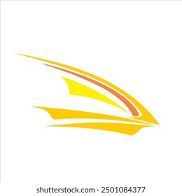 The sharp yellow logo design resembles vehicle lights