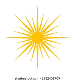 Sharp Yellow Sun Icon Vector Illustration , Light Shape Design