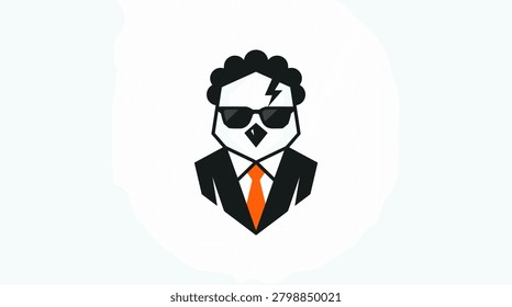 Sharp-dressed avian character logo for corporate agencies or executive branding.