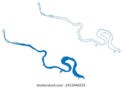 Sharpe Lake (United States of America, South Dakota) map vector illustration, scribble sketch Reservoir Big Bend Dam map