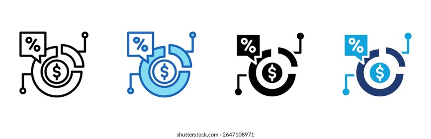 Sharpe Ratio icon Multi Style Vector Illustration