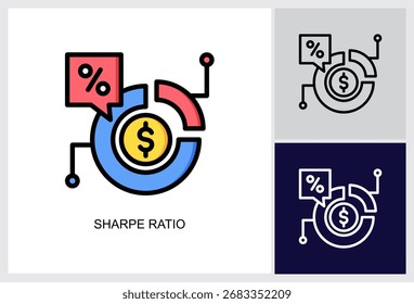 Sharpe Ratio icon Multi Style Vector Illustration