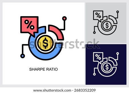 Sharpe Ratio icon Multi Style Vector Illustration