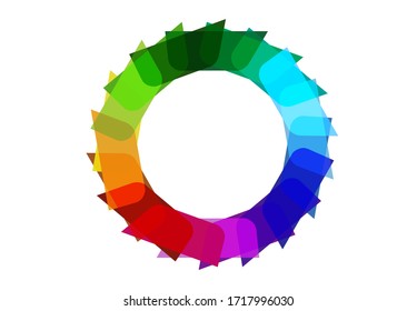 Sharp-edged abstract Pattern circle frame with multi color spectrum. Editable Clip Art.