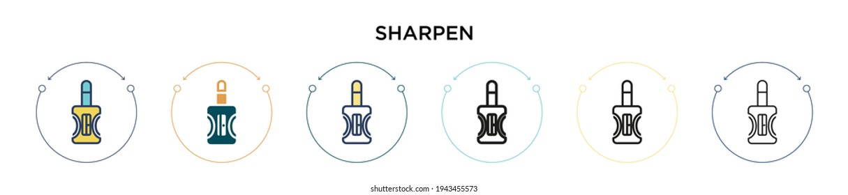Sharpen icon in filled, thin line, outline and stroke style. Vector illustration of two colored and black sharpen vector icons designs can be used for mobile, ui, web