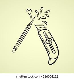 sharpen a pencil vector sketch
