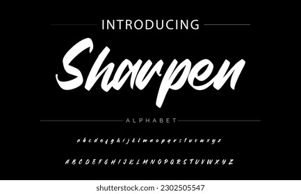 Sharpen vector brush style font, alphabet, typeface