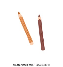 Sharpened coloured pencils for painting, one with rubber eraser. Drawing tools of different colors. School stationery. Flat vector illustration isolated on white background