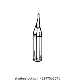 Sharpened graphite pencil sketch. Line art artist tool. Hand drawn doodle vector illustration.