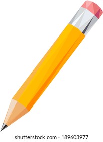 sharpened pencil by triangles, polygon vector illustration