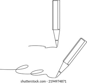Lápiz afilado, elemento de diseño gráfico. Dibujo continuo de líneas. Ilustración vectorial, aislada en fondo blanco