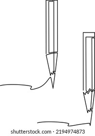 Sharpened pencil, graphic design element. Continuous line drawing. Vector illustration, isolated on white background