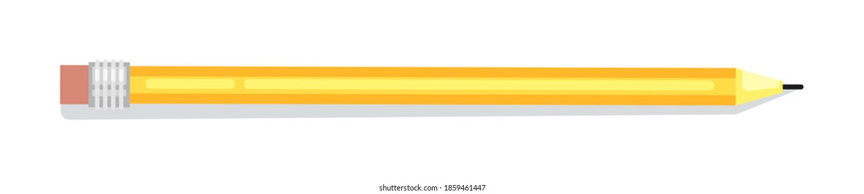 Sharpened pencil with red rubber band on white background